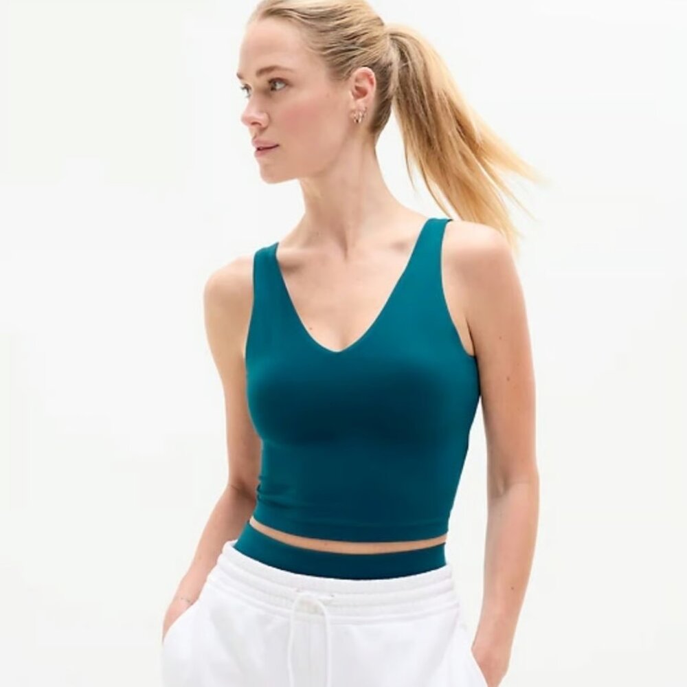 Transcend V-Neck Crop Sports Bra A-C, Teal
